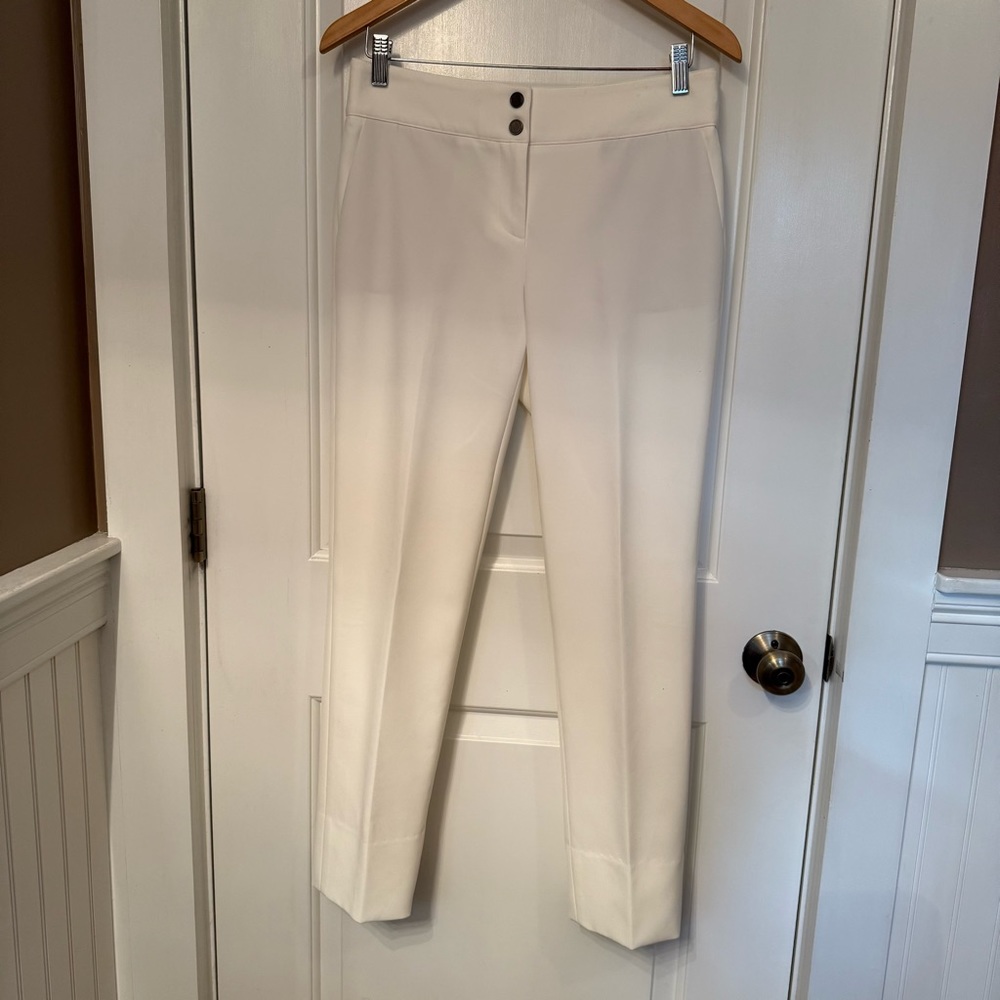 W BY WORTH PANTS FLAT FRONT STRAIGHT WINTER WHITE CREAM POCKETS SIZE 4